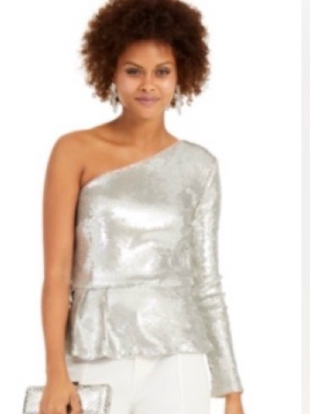 INC International Concepts Nude Sequin Mesh Top